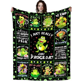 Funny Frogs Blanket Gifts for Women,Soft Cozy Flannel Anime Cute Frogs Throw Blankets Funny Frog Bed Sofa Couch Birthday Gifts for Adults Frog Lovers Women Girls 80"x60"