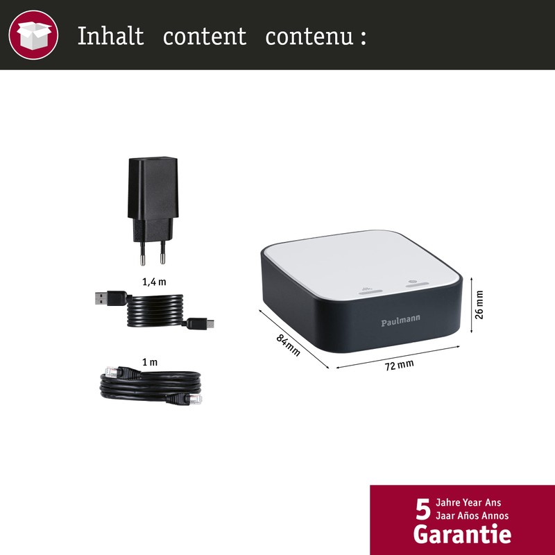 Paulmann 50135 Smart Home Zigbee Gateway Bridge Smik White/Anthracite Plastic