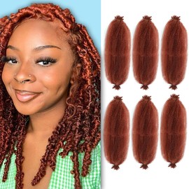 Afro Twist Hair Pre Separated Springy Afro Twist Hair Pre stretched Wrapping Hair for Soft Locs Afro Spring Twist Hair Marley Twist Braiding Hair Extensions(8 Inch (Pack of 6),350#)