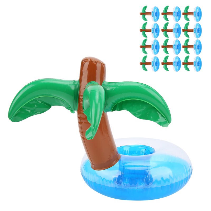 12pcs Coconut Trees Inflatable Pool Drink Holder Beach Party Cup
