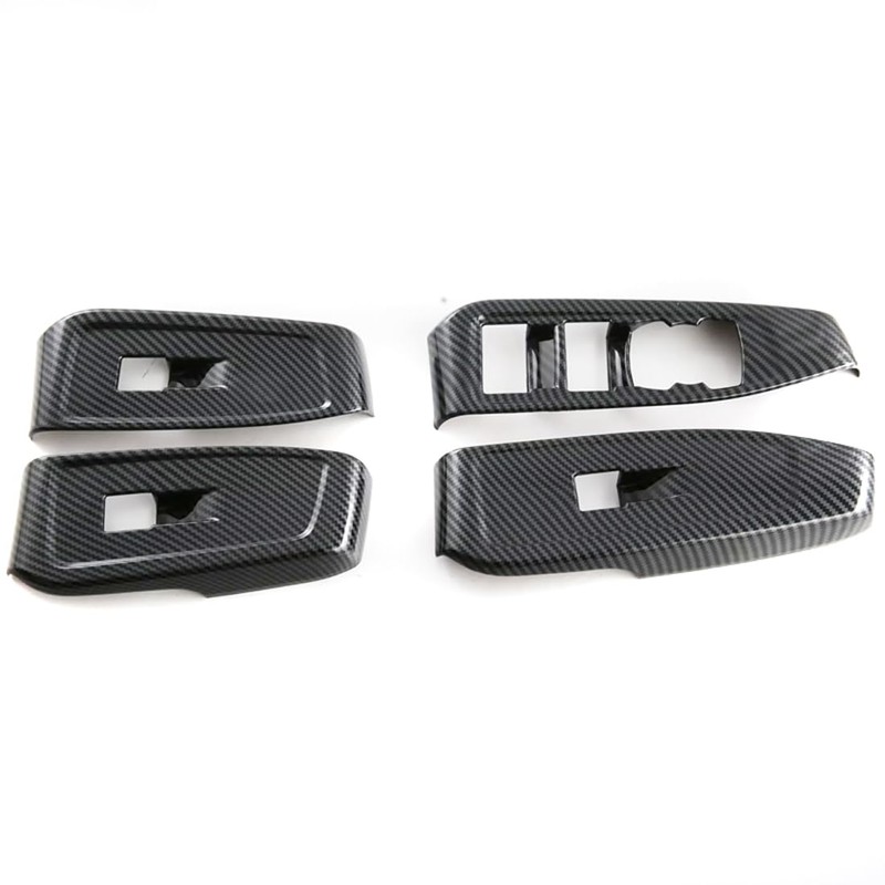 4PCS Carbon Fiber Style Car Window Controls Panel Glass Lift