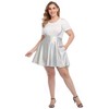 HDE Plus Size Shiny Metallic Suspender Skirt High Waisted Holographic