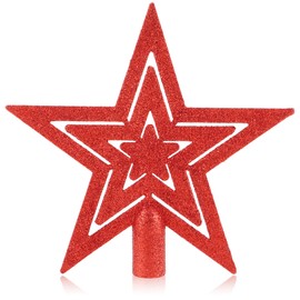 com-four® Christmas Tree Topper Glitter Star - Star Topper for Christmas Tree - Christmas Tree Topper for Any Tree Topper - Shatterproof Poinsettia