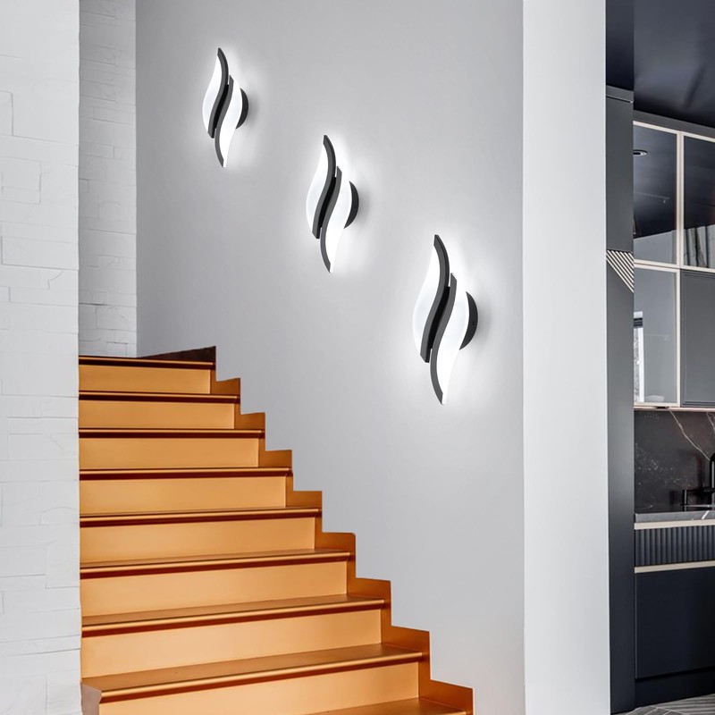 CANEOE Modern LED Wall Sconce 6000K Black Indoor Wall Light