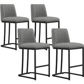 Yaheetech Counter Height Bar Stools 24'' Kitchen Bar Stools Set of 4 Upholstered Modern Island Chairs with Back and Metal Legs Farmhouse Bar Chairs for Kitchen Counter, Gray