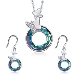 Women Necklace Sets Gold Silver Plated Jewelry Gift for Wedding Bridal Bridesmaid,Birthday Jewelry Gifts for Her Women Wife Girlfriend (Butterfly silver)