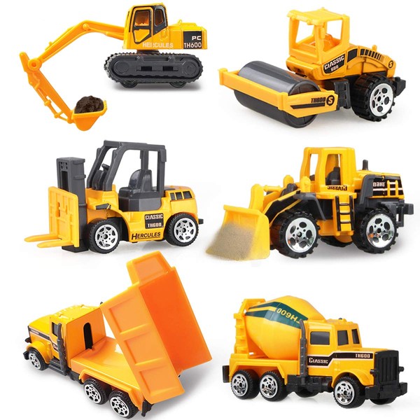 Coolplay Mini Construction Vehicles Kids Little Truck Cars Toy Pack Roller Bulldozers Forklift Excavator Asphalt Car Dump Set for Kids