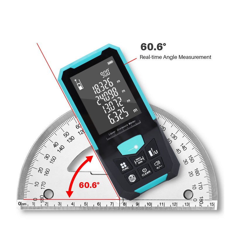 Laser Measure 0.05‑100m 2.4 Inch LCD Backlit Screen IP54 Waterproof
