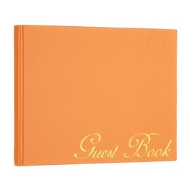 PATIKIL Elegant Guestbook, 9"x7" PU Leather Wedding Guest Book Stylish Sign in Book with 50 Blank 120GSM Paper for Receptions Birthdays Funerals Special Events, Orange