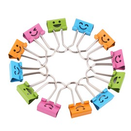 19mm Mini Binder Clips Smiley Paper Clips Assorted Colours, Pack of 40