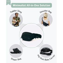 BaseSmall - 4-in-1 Baby Hip Carrier, Diaper Bag, Shoulder Bag & Toddler Sling Carrier - USA Safety-Certified Baby Sling, 6-48 Months/44 lbs (Black)