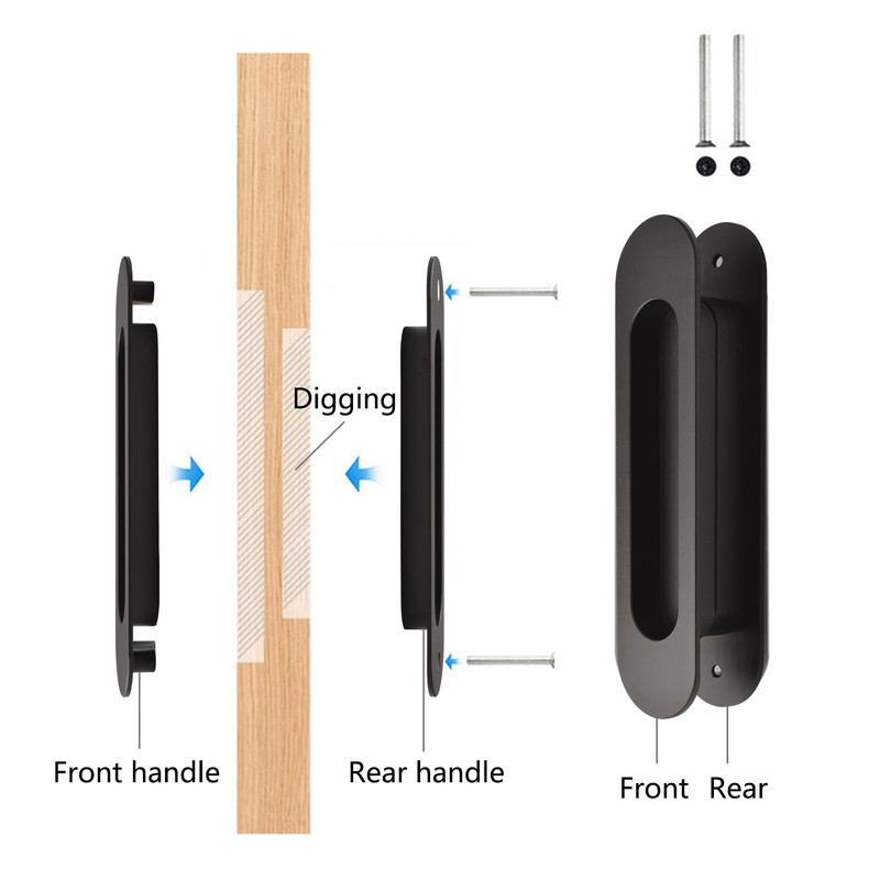MOROBOR Double Sided Hardware Set Handle, 2pcs Oval Embedded Sliding