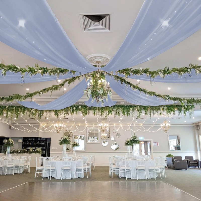 Fanqisi Dusty Blue Ceiling Drapes 6 Panels 5ftx15ft Wedding Arch