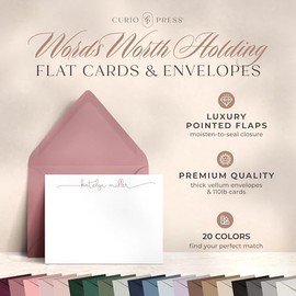 Curio Press Papelería personalizada para mujeres y hombres – Tarjetas de agradecimiento planas A2 con tarjetas de notas personalizadas, tarjetas de no
