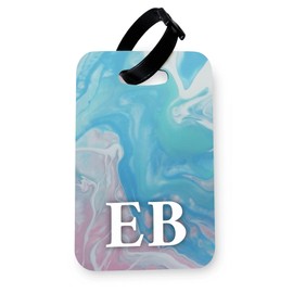 WTF | Marbled Ink Monograms (4) | Printed Art Faux Leather Passport Cover/Luggage Tag | MI4 (Luggage Tag)