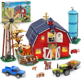 INSOON 1405 PCS Farm Barn Building Set with Light, Western Farm House Building Block