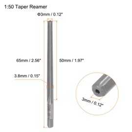 QUARKZMAN Taper Pin Inserts 1:50 3mm Small Diameter 3.8mm Large Diameter Straight Slot Drill Bit High Speed Steel (HSS) Taper Pin Reamer for CNC Metal Tools