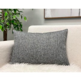 Aiking Home Woven Fine Faux Linen Throw Pillow Cover, Size 12"x18", Gray