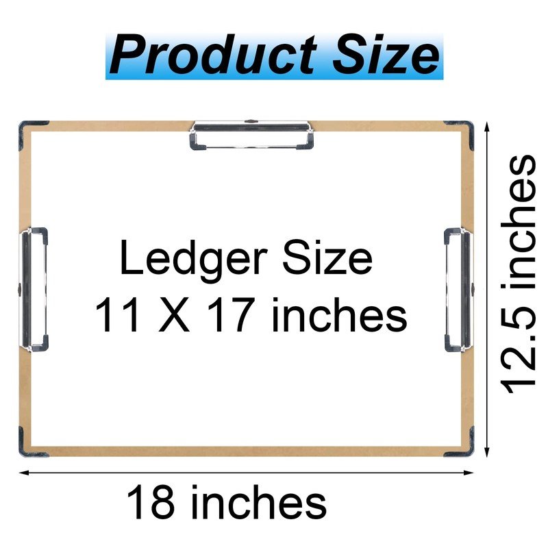 Acocony 11x17 Clipboard Three Clips with Metal Corners 2-Pack