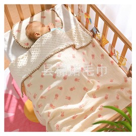 Baby Blanket Breathable Cute Polka Dot Pattern Baby Cooling Blanket Soft Nursery Bedroom (Pink Rabbit)