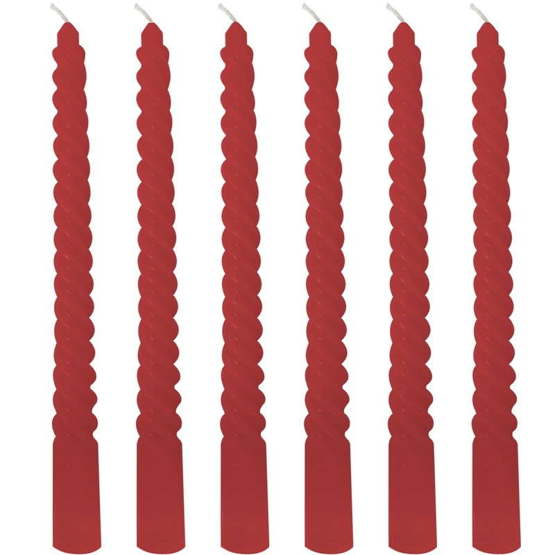 Topsics 6 Pack 10 Inch Red Taper Candles, Spiral Taper