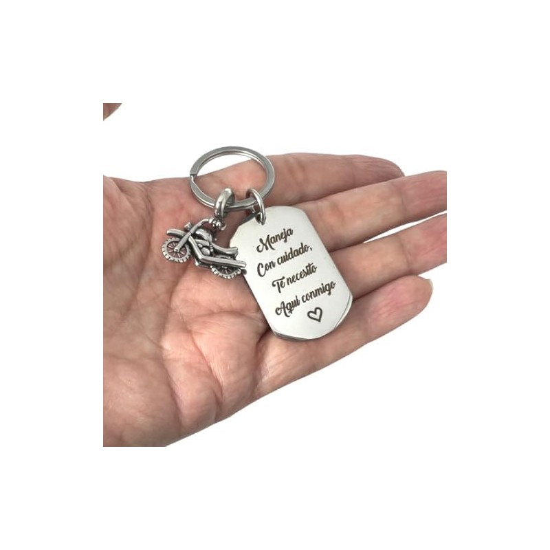 Llavero para Motociclista de Acero Inoxidable - Regalo con Mensaje