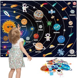 Foilswirl Solar System Story Board Set 4×3 ft Interactive Play Felt Board Wall Activity Kit for Toddlers Story Set Storytelling Flannel Early Learning Hanging for Kids Children(Solar System Theme)