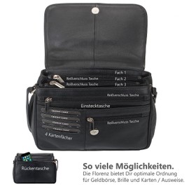 Alessandro Florenz 12975 Women's Leather Handbag Medium Small Leather Handbag Shoulder Bag Women Ladies Bag Genuine Leather Soft Alessandro Florence 12975 Selection, Just Black