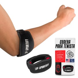 SPORTIFY Codera Ajustable con Almohadilla de Compresion para Codo De Tenista Dolor De Antebrazo Ideal para Padel Gym Basquetball y Deportes Brinda Soporte Ortopedico en Entrenamientos