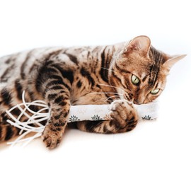 CanadianCat Company Cat Play Roll with Leather Strips Flower 5 g Valerian Sustainable and Handmade