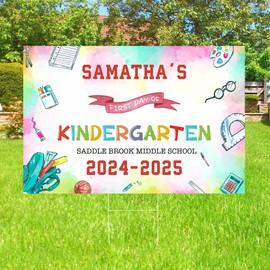 Personalized First Day of School Sign, First Day of School Yard Sign, 1st School Day Sign, Boy Girl Back To School 1st Grade Preschool Kindergarten Sign, First Day of School Decorations #1