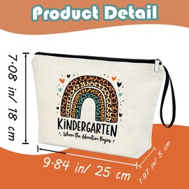 Kindergarten Teacher Appreciation Gift Teacher's Day Gifts Kindergarten Where The Adventure Begins Gift to Kindergarten Teacher First Day of Kindergarten Back to School Zipper Pouch for Women, White