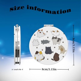 KWSAAHU Double-Sided Pocket Compact Mini Makeup Mirrors 1x, 2X Magnifying Mirror Portable Foldable Round Small Purse Mirror Suitable Daily Travel Party for Woman Man - Anime Cat