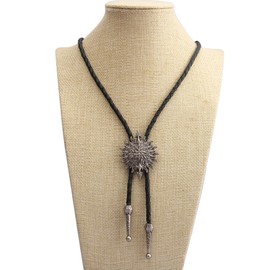 Jeilwiy Vintage Silver Bolo Tie - Sun Vincent Vega Native American Western Cowboy Necktie