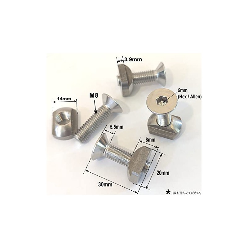316 Stainless Steel Nut Bolts for Wing Foil Board SUP