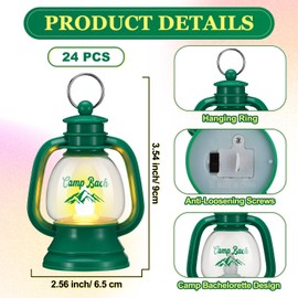 VIHOSE 24 Pcs Mini Camp Bachelorette Lanterns Decor Bulk Camping Bachelorette Party Favors 4 Inch Small Lantern Table Centerpiece Camp Bach Hanging Lamp Ornaments for Camping Party Decorations