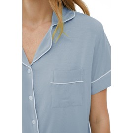 Joyaria Womens Bamboo Viscose Pajamas Set Cooling/Cool Moisture Wicking Pjs Night Sweat Sleepwear(Dusty Blue, XL)