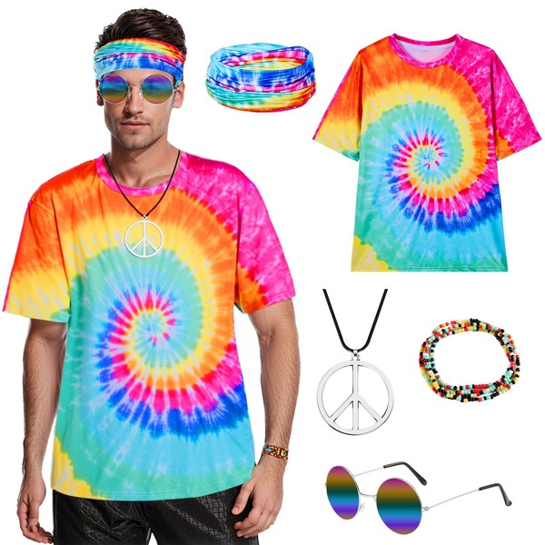 Puddry Hippie Costume Men Women 60s 70s 80s Outfit Men's