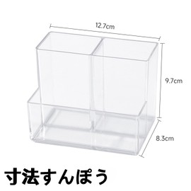 Mirhua Transparent 3 Grids Penta (5.0 x 3.8 x 3.2 inches (12.70 x 9.70 x 8.30 cm)), Stylish Pen Holder, Stationery, 3 Compartments, Stylish Magnet, Pen Holder, Pen Holder, Pen Accessories, Cosmetics