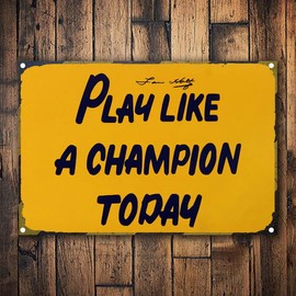 Play Like A Champion Today Sign - Play Sign Inspirational Classic Metal For Bar Restaurant Cafe Men Cave Pub Bar Home (16"x24" in, A) …