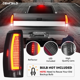 Cenfeild LED Tail Lights Pair Compatible with Chevy Avalanche 2007-2013 Rear Taillight Assembly, Chrome Housing Smoked Lens