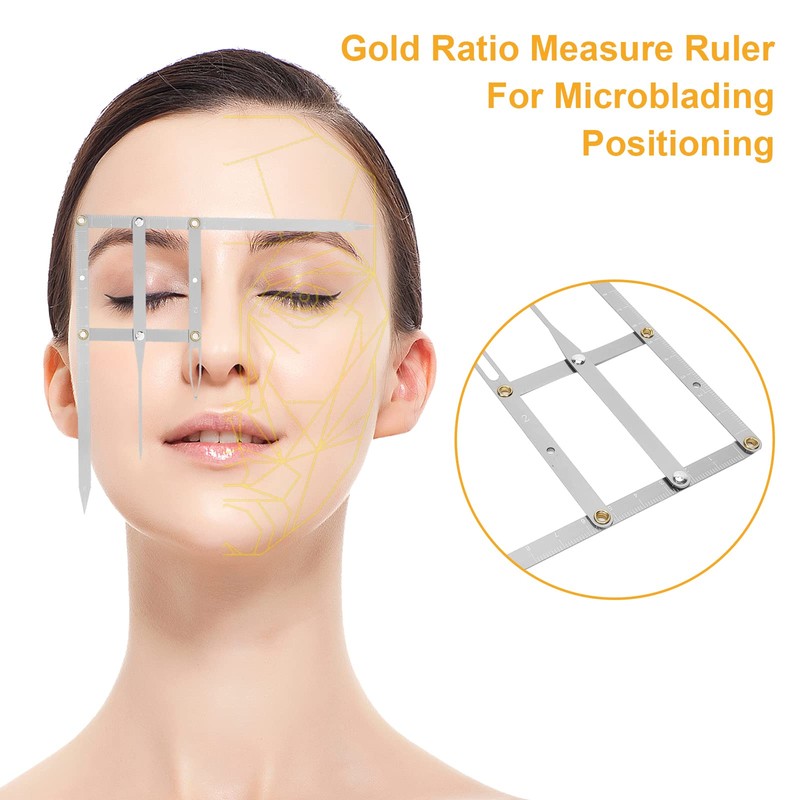GAESHOW Tattoo Eyebrow Ruler, Microblading Tattoo Eyebrow Ruler, Golden Cut,