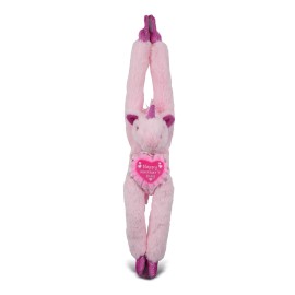 DolliBu Happy Mother's Day Soft Plush Hanging Unicorn With Pink Heart - 21"