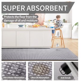 YDKGL Kitchen Runner Rugs Non Slip Washable, Super Absorbent Soft Chenille Braided Kitchen Mats for Floor, Rubber Backing Kitchen Sink Mat, Standing Mat Kitchen Floor Mat, Easy Clean, Gray 17"x59"