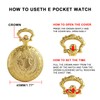 Tiong Gold Shield Men's Quartz Pocket Watch with Chain, Arabic