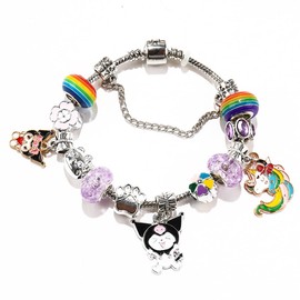 HQRKOTM Kuromi bracelet, Sanrio bracelet, Kuromi bracelet, Kuromi pendant jewellery bracelet, Kuromi girls' bracelets, children, Kuromi glittering charm bracelet, gift for girls, a