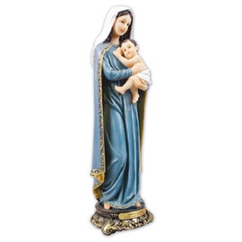 Biblegifts Madonna & Child Florentine Statue 8" (20 cm) Traditional Italian Design Resin Virgin Mary And Baby Jesus Gold Collection Boxed