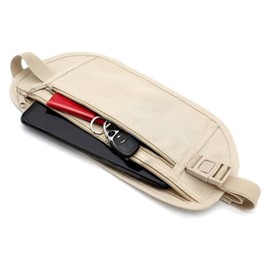 Tzylomirx Money Belt, Bum Bag for Men and Women, Adjustable Strap for Workout, Running, Travelling, Hiking (Khaki)