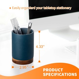 Officepal Pen Holder for Desk, Ceramic Pencil Organizer & Makeup Brush Holder, Office Decor and Desk Accessories，Perfect Office Organization,Teacher Supplies(Royal Blue, Set / 1)