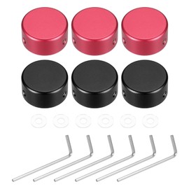 sourcing map 6 Pcs Footswitch Toppers Guitar Pedal Button Caps Metal Footswitch Top Cover 3/8" for Guitar Effects Pedal Buttons, Black, Red